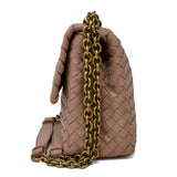 BOTTEGA VENETA OLIMPIA INTRECCIATO S 386498 VO0AD 6600 PINK BEIGE ボッテガヴェネタ オリンピア イントレチャート スモール クロスボディバッグ ショルダーバッグ レディース ピンクベージュ