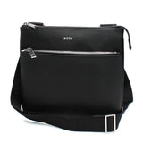 HUGO BOSS CROSSBODY BAG 50483567 001 BLACK ヒューゴボス ショルダーバッグ エンベロープバッグ ジップクロージャー ロゴディテール クロスボディバッグ メンズ ブラック