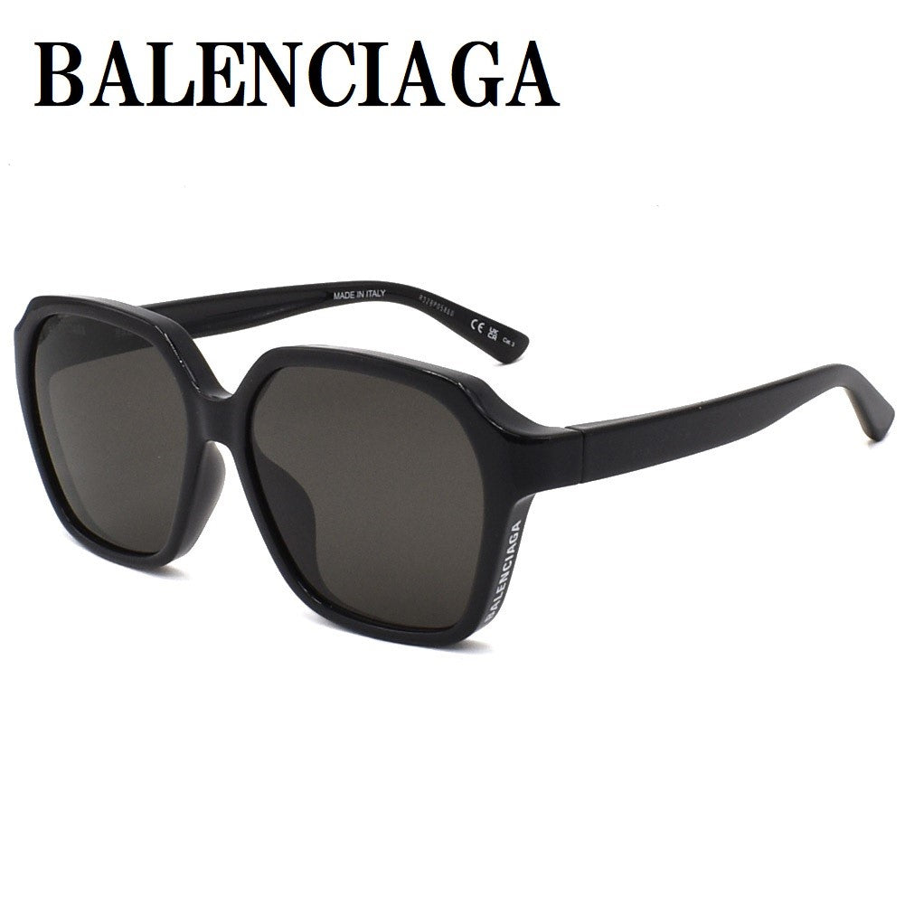 BALENCIAGA SQUARE SUNGLASSES ASIAN FIT BB0153SA 001 58mm GREY