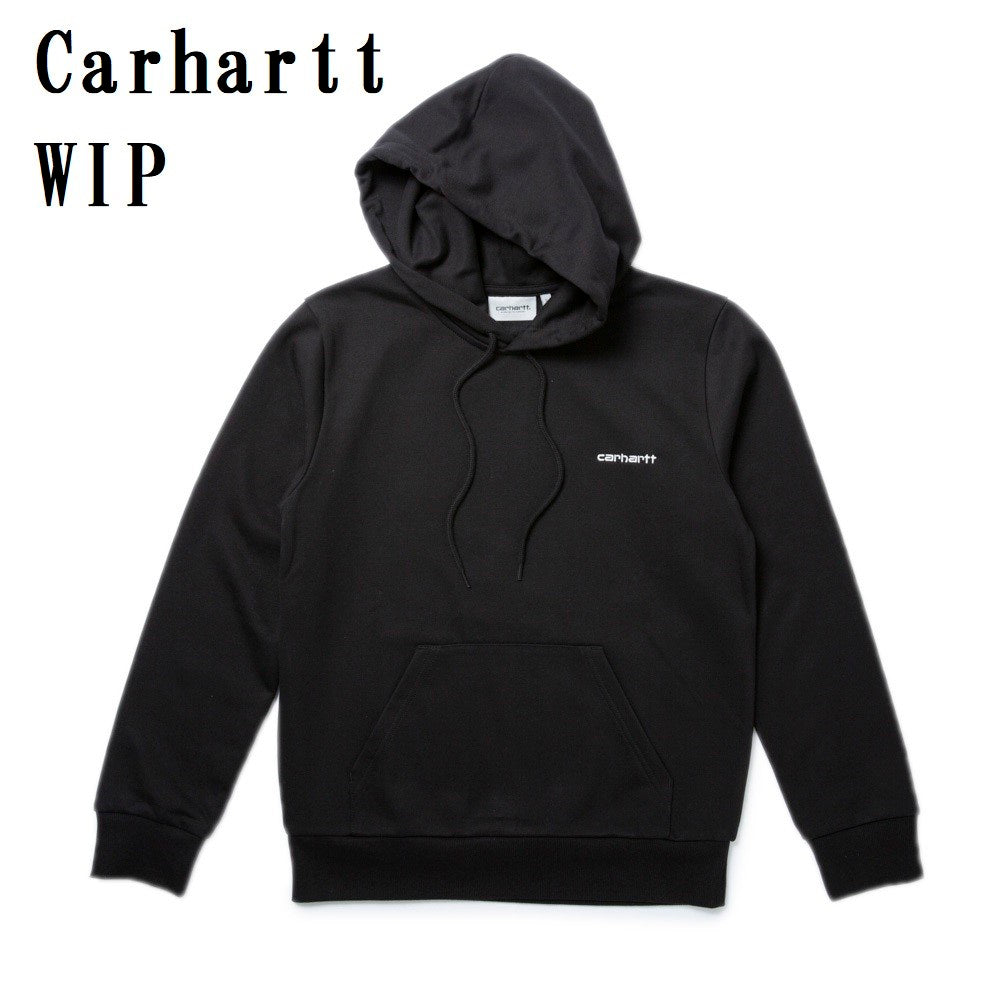 CARHARTT WIP SCRIPT EMBROIDERY SWEAT HOODED PARKA I028937 BLACK