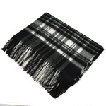 Johnstons WA000056 KU0079 WA56 Woven Tartan Check Stole ジョンストンズ 大判 ストール マフラー スカーフ カシミア タータンチェック レディース メンズ Black & White Stewart