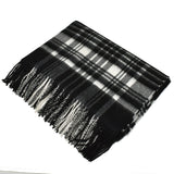 Johnstons WA000056 KU0079 WA56 Woven Tartan Check Stole ジョンストンズ 大判 ストール マフラー スカーフ カシミア タータンチェック レディース メンズ Black & White Stewart