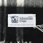 Johnstons WA000056 KU0079 WA56 Woven Tartan Check Stole ジョンストンズ 大判 ストール マフラー スカーフ カシミア タータンチェック レディース メンズ Black & White Stewart