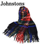 Johnstons WA000056 KU0324 WA56 Woven Tartan Check Stole ジョンストンズ 大判 ストール マフラー スカーフ カシミア タータンチェック レディース メンズ Black Stewart