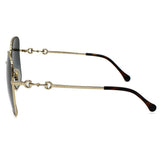 日本正規品 GUCCI SUNGLASSES GG0879S 001 GREY GOLD グッチ サングラス ノーズパッド 眼鏡 UVカット メンズ レディース グレー ゴールド