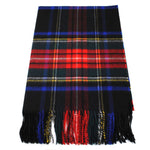 Johnstons WA000056 KU0324 WA56 Woven Tartan Check Stole ジョンストンズ 大判 ストール マフラー スカーフ カシミア タータンチェック レディース メンズ Black Stewart