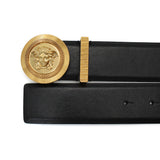 VERSACE LEATHER BELT 1003873 DVTP1 1B00V 80 85 90 95 100 105 BLACK ヴェルサーチ ベルト レザー ビジネス カジュアル おしゃれ レディース メンズ ブラック