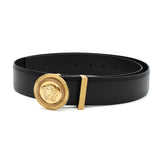 VERSACE LEATHER BELT 1003873 DVTP1 1B00V 80 85 90 95 100 105 BLACK ヴェルサーチ ベルト レザー ビジネス カジュアル おしゃれ レディース メンズ ブラック