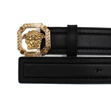 VERSACE LEATHER BELT 1016069 1A11250 1B00V BLACK 75 80 85 90 95 100 ヴェルサーチ ベルト レザー ビジネス カジュアル おしゃれ メンズ レディース ブラック