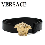 VERSACE LEATHER BELT 1020000 1A08711 1B00V 80 85 90 95 100 105 BLACK ヴェルサーチ ベルト レザー ビジネス カジュアル おしゃれ レディース メンズ ブラック