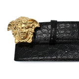 VERSACE LEATHER BELT 1020000 1A08711 1B00V 80 85 90 95 100 105 BLACK ヴェルサーチ ベルト レザー ビジネス カジュアル おしゃれ レディース メンズ ブラック