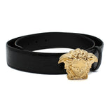 VERSACE LEATHER BELT 1020000 1A08711 1B00V 80 85 90 95 100 105 BLACK ヴェルサーチ ベルト レザー ビジネス カジュアル おしゃれ レディース メンズ ブラック