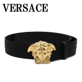 VERSACE LEATHER BELT 1020000 DNAS62 1B00V 80 85 90 95 100 105 BLACK ヴェルサーチ ベルト レザー ビジネス カジュアル おしゃれ レディース メンズ ブラック