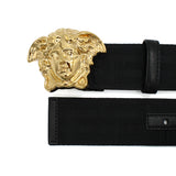 VERSACE LEATHER BELT 1020000 DNAS62 1B00V 80 85 90 95 100 105 BLACK ヴェルサーチ ベルト レザー ビジネス カジュアル おしゃれ レディース メンズ ブラック