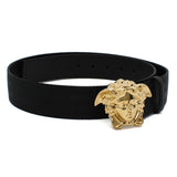 VERSACE LEATHER BELT 1020000 DNAS62 1B00V 80 85 90 95 100 105 BLACK ヴェルサーチ ベルト レザー ビジネス カジュアル おしゃれ レディース メンズ ブラック