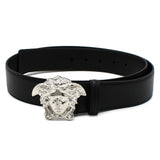 VERSACE LEATHER BELT 1020000 DVTP1 1B00P 80 85 90 95 100 105 BLACK ヴェルサーチ ベルト レザー ビジネス カジュアル おしゃれ レディース メンズ ブラック