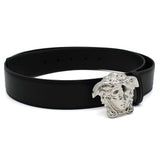 VERSACE LEATHER BELT 1020000 DVTP1 1B00P 80 85 90 95 100 105 BLACK ヴェルサーチ ベルト レザー ビジネス カジュアル おしゃれ レディース メンズ ブラック
