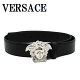 VERSACE LEATHER BELT 1020000 DVTP1 1B00P 80 85 90 95 100 105 BLACK ヴェルサーチ ベルト レザー ビジネス カジュアル おしゃれ レディース メンズ ブラック