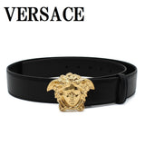 VERSACE LEATHER BELT 1003873 DVTP1 1B00V 80 85 90 95 100 105 BLACK ヴェルサーチ ベルト レザー ビジネス カジュアル おしゃれ レディース メンズ ブラック