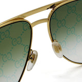 日本正規品 GUCCI SUNGLASSES GG1220S 004 GREEN GOLD グッチ サングラス ノーズパッド 眼鏡 UVカット メンズ レディース グリーン ゴールド