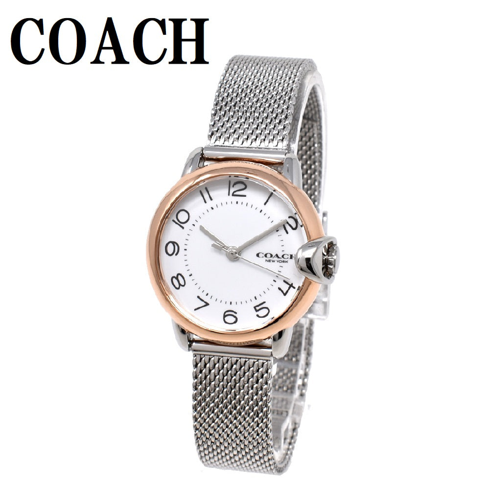 COACH ARDEN QUARTZ ANALOG WATCH 14503864 WHITE SILVER 保証書