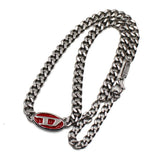 DIESEL NECKLACE PENDANT DX1446040 SILVER RED ディーゼル ネックレス ペンダント アクセサリー おしゃれ メンズ シルバー レッド