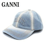 GANNI CAP A6919 676 L.DENIM ガニー キャップ 帽子 ベースボール ロゴ デニム おしゃれ ウィメンズ レディース ライトデニム ライトブルー