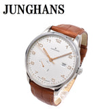 JUNGHANS ATTACHE AUTOMATIC ANALOG WATCH 027/4781.00 SILVER BROWN 保証書付き ユンハンス アタッシェ パワーリザーブ オートマティック 腕時計 自動巻き アナログ ウォッチ メンズ シルバー ブラウン