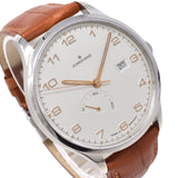 JUNGHANS ATTACHE AUTOMATIC ANALOG WATCH 027/4781.00 SILVER BROWN 保証書付き ユンハンス アタッシェ パワーリザーブ オートマティック 腕時計 自動巻き アナログ ウォッチ メンズ シルバー ブラウン