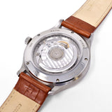 JUNGHANS ATTACHE AUTOMATIC ANALOG WATCH 027/4781.00 SILVER BROWN 保証書付き ユンハンス アタッシェ パワーリザーブ オートマティック 腕時計 自動巻き アナログ ウォッチ メンズ シルバー ブラウン