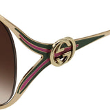日本正規品 GUCCI SUNGLASSES GG0225S 007 BROWN GOLD グッチ サングラス ノーズパッド 眼鏡 UVカット メンズ レディース ブラウン ゴールド