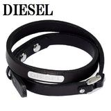 DIESEL BRACELET LETHER DX0971040 BLACK ディーゼル ブレスレット レザー 2重巻き アクセサリー ブレス 腕輪 おしゃれ メンズ ブラック