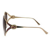 日本正規品 GUCCI SUNGLASSES GG0225S 007 BROWN GOLD グッチ サングラス ノーズパッド 眼鏡 UVカット メンズ レディース ブラウン ゴールド