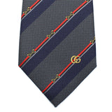 GUCCI TIE NECKTIE 765041 4EABA 1474 D.GREY グッチ ネクタイ ホースビット GG ロゴ シルク ジャカード ブランド おしゃれ お祝い メンズ ダークグレー