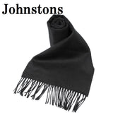 Johnstons WA000016 SA0900 WA16 ジョンストンズ プレーン スカーフ マフラー ストール カシミア 無地 レディース メンズ Black