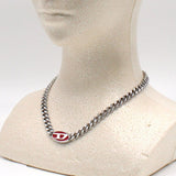 DIESEL NECKLACE PENDANT DX1446040 SILVER RED ディーゼル ネックレス ペンダント アクセサリー おしゃれ メンズ シルバー レッド