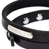 DIESEL BRACELET LETHER DX0971040 BLACK ディーゼル ブレスレット レザー 2重巻き アクセサリー ブレス 腕輪 おしゃれ メンズ ブラック