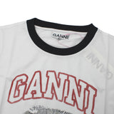 GANNI A1050030 151 BRIGHT WHITE XS S M L ガニー Tシャツ 半袖 ロゴ プリント おしゃれ ウィメンズ レディース ブライト ホワイト