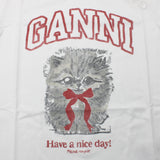 GANNI A1050030 151 BRIGHT WHITE XS S M L ガニー Tシャツ 半袖 ロゴ プリント おしゃれ ウィメンズ レディース ブライト ホワイト