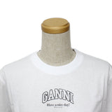 GANNI A1050057 151 BRIGHT WHITE XS S M L XL ガニー Tシャツ 半袖 ロゴ プリント おしゃれ ウィメンズ レディース ブライト ホワイト