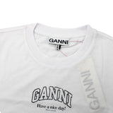 GANNI A1050057 151 BRIGHT WHITE XS S M L XL ガニー Tシャツ 半袖 ロゴ プリント おしゃれ ウィメンズ レディース ブライト ホワイト