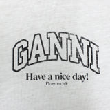 GANNI A1050057 151 BRIGHT WHITE XS S M L XL ガニー Tシャツ 半袖 ロゴ プリント おしゃれ ウィメンズ レディース ブライト ホワイト