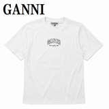 GANNI A1050057 151 BRIGHT WHITE XS S M L XL ガニー Tシャツ 半袖 ロゴ プリント おしゃれ ウィメンズ レディース ブライト ホワイト