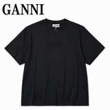GANNI A1050057 252 PHANTOM XS S M L XL ガニー Tシャツ 半袖 ロゴ プリント おしゃれ ウィメンズ レディース ファントム