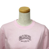 GANNI A1050057 868 CHALK PINK XS S M L XL ガニー Tシャツ 半袖 ロゴ プリント おしゃれ ウィメンズ レディース チョーク ピンク