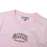 GANNI A1050057 868 CHALK PINK XS S M L XL ガニー Tシャツ 半袖 ロゴ プリント おしゃれ ウィメンズ レディース チョーク ピンク