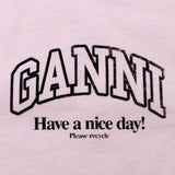 GANNI A1050057 868 CHALK PINK XS S M L XL ガニー Tシャツ 半袖 ロゴ プリント おしゃれ ウィメンズ レディース チョーク ピンク