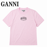GANNI A1050057 868 CHALK PINK XS S M L XL ガニー Tシャツ 半袖 ロゴ プリント おしゃれ ウィメンズ レディース チョーク ピンク