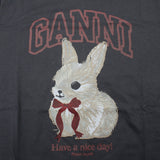 GANNI A1050061 252 PHANTOM XS S M L ガニー Tシャツ 半袖 ロゴ プリント おしゃれ ウィメンズ レディース ファントム