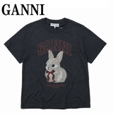 GANNI A1050061 252 PHANTOM XS S M L ガニー Tシャツ 半袖 ロゴ プリント おしゃれ ウィメンズ レディース ファントム